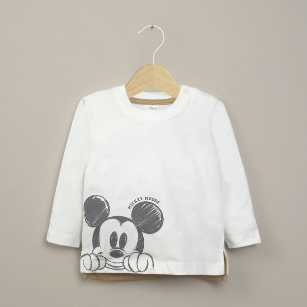 Polera manga larga blanca disney de niño