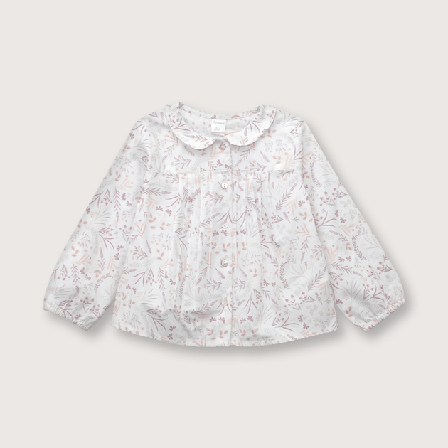 Blusa de niña con cuello peter pan full print Morado (06M a 4A)