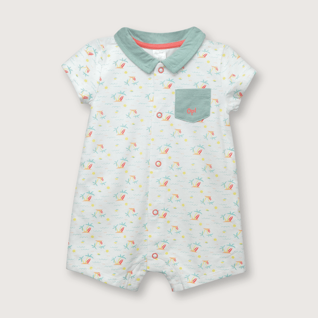 Bombacho de niño cuello camisa Verde (recién nacido a 9 meses)