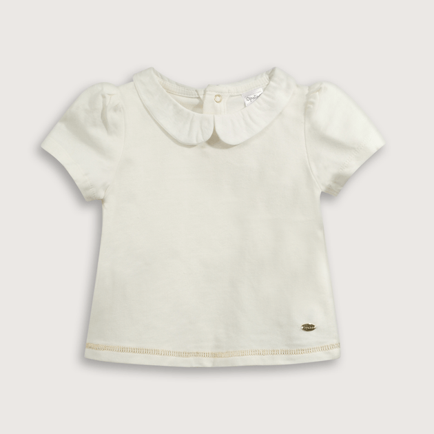 Polera Con Cuello Blanca de Niña
