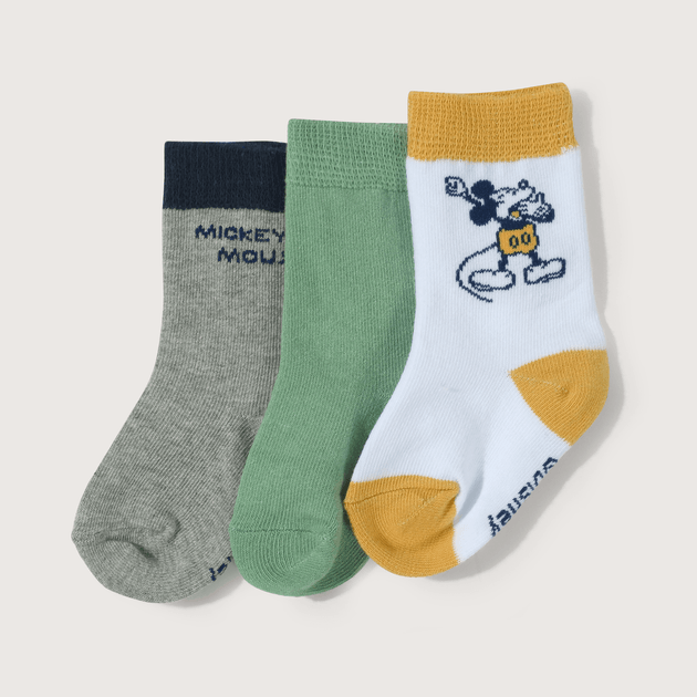 Calcetines mickey de niño pack 3 tonos variados