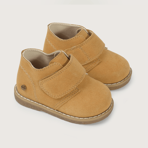 Zapato Cuero Unisex Mostaza Con Velcro