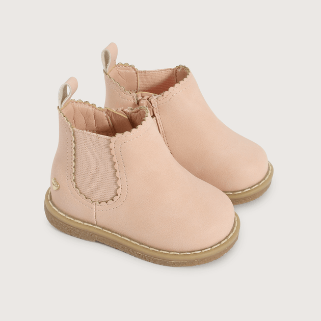 Botines para niña con elástico y cierre color rosa