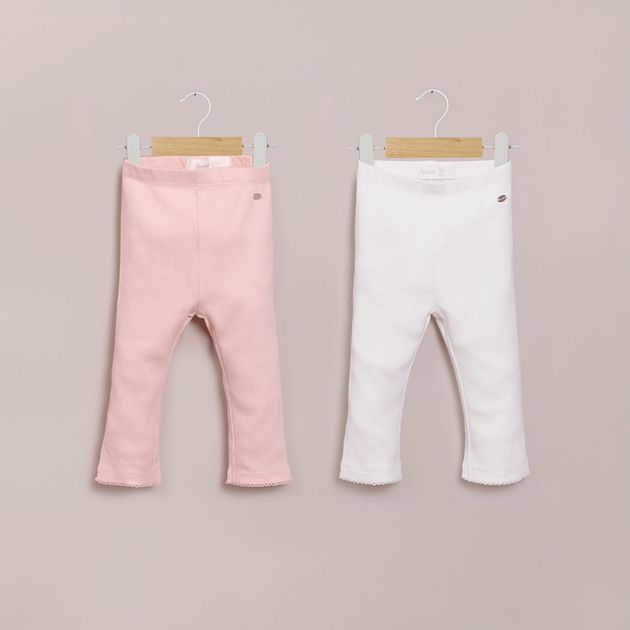 Pack 2 calzas rosada y blanca de niña