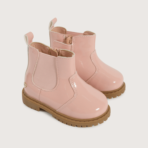 Botines rosados con elástico y cierre para niña