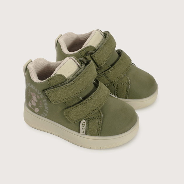Zapatilla verde de niño con mickey para caminantes