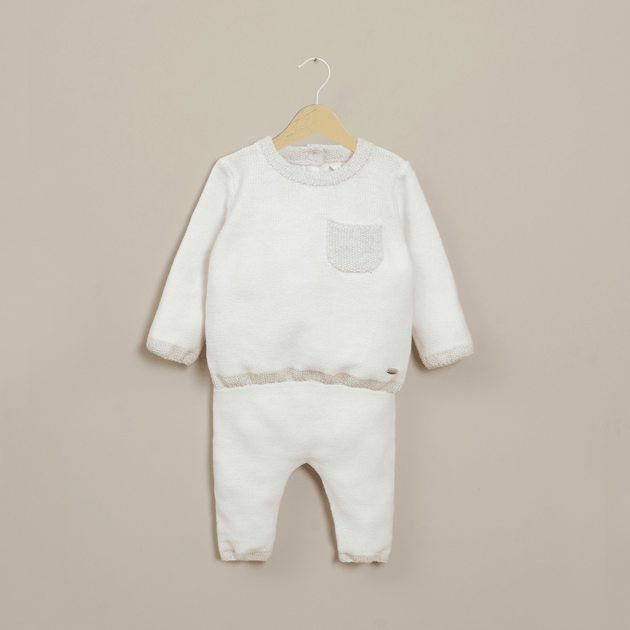 Conjunto de algodón blanco para bebé, 2 piezas