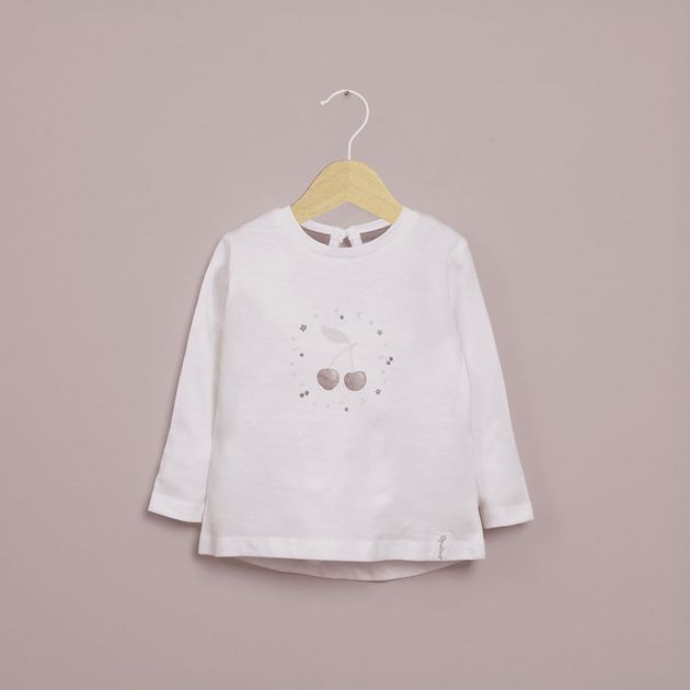 Polera manga larga blanca de niña
