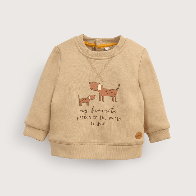 Polerón beige con estampado de perrito de niño