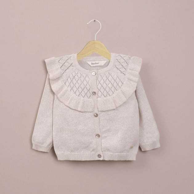 Chaleco blanco con lurex de niña
