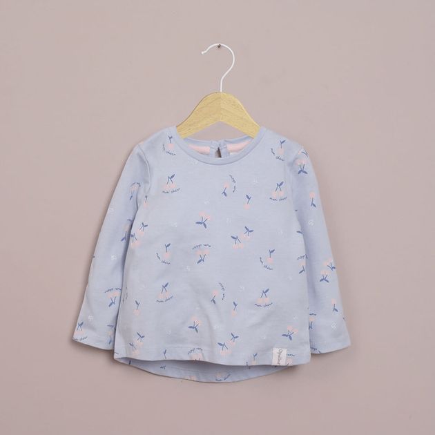 Polera manga larga celeste de niña