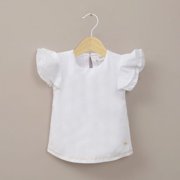 Polera manga corta blanca de niña