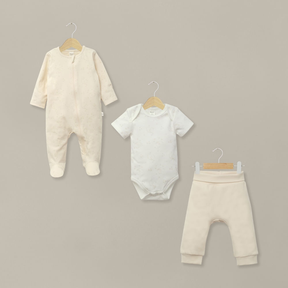 Conjunto 3 piezas osito, body y pantalón de bebé unisex