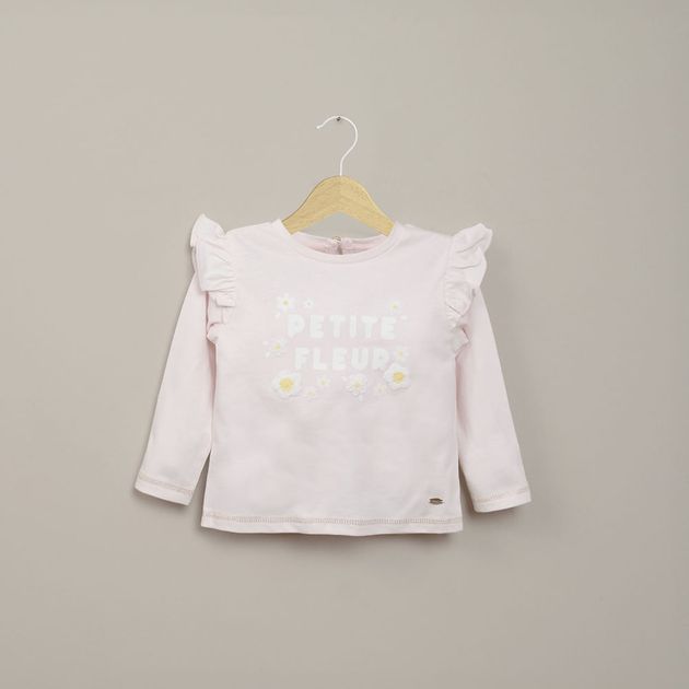 Polera manga larga rosada clara de niña