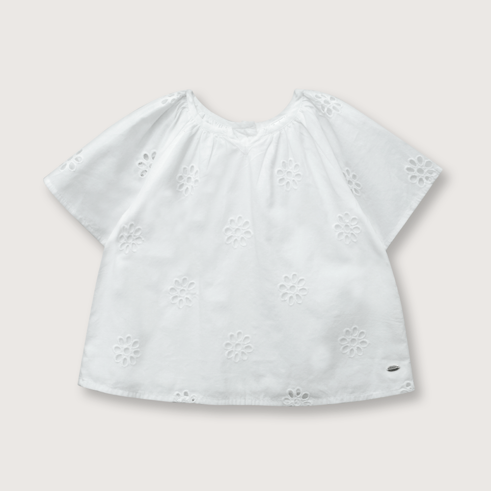 Blusa de niña broderie Blanco