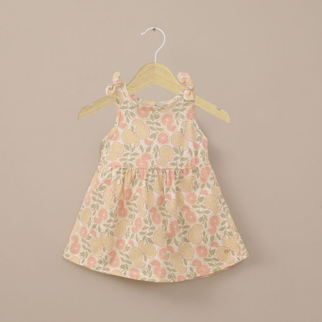 Vestido beige estampado de niña