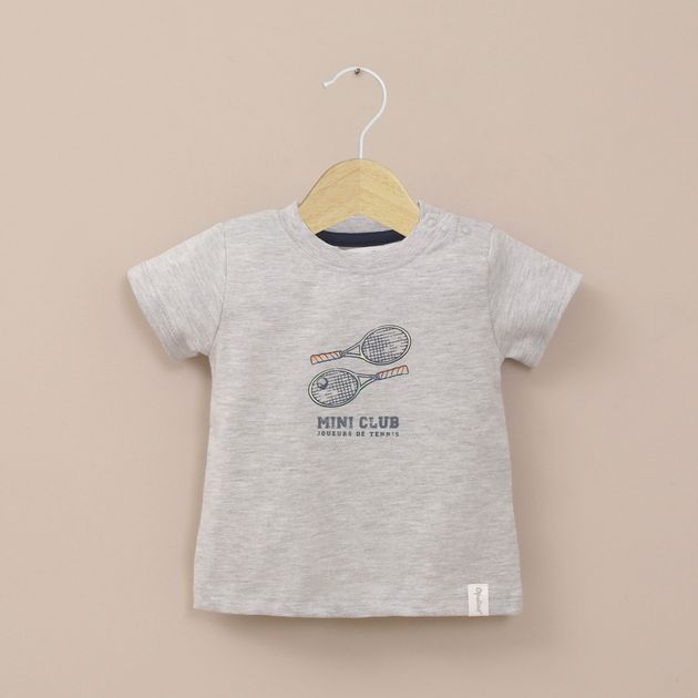 Polera manga corta gris de niño