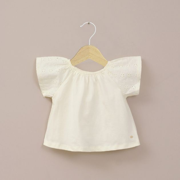 Polera broderie amarilla de niña