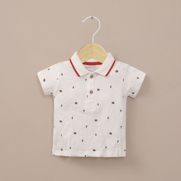 Polera cuello piqué navidad niño