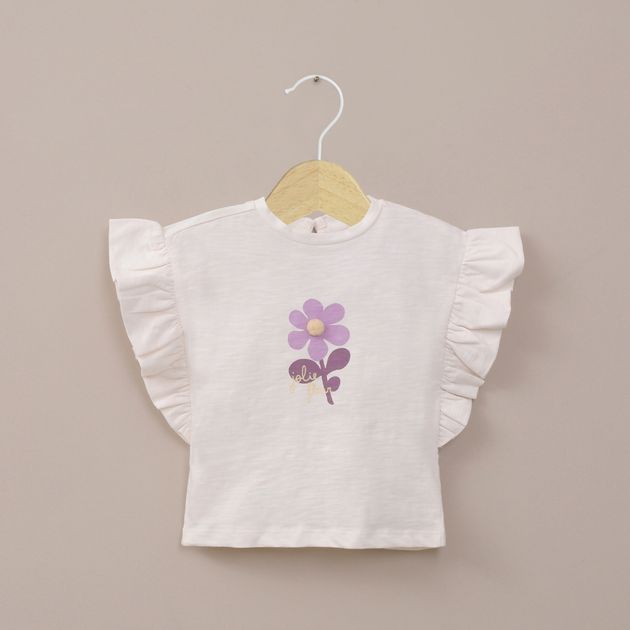 Polera manga corta crema de niña