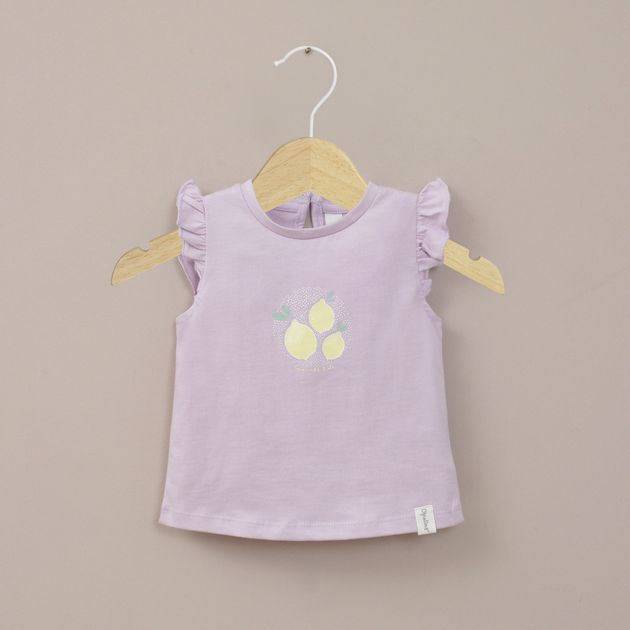 Polera manga corta lila de niña