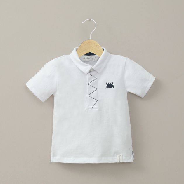 Polera con cuello camisero blanca de niño