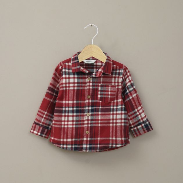 Camisa escocesa roja de niño