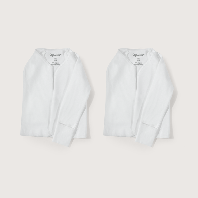 Camisetas blancas de algodón para bebé, pack de 2