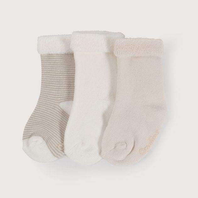 Pack de 3 calcetines beige de bebe