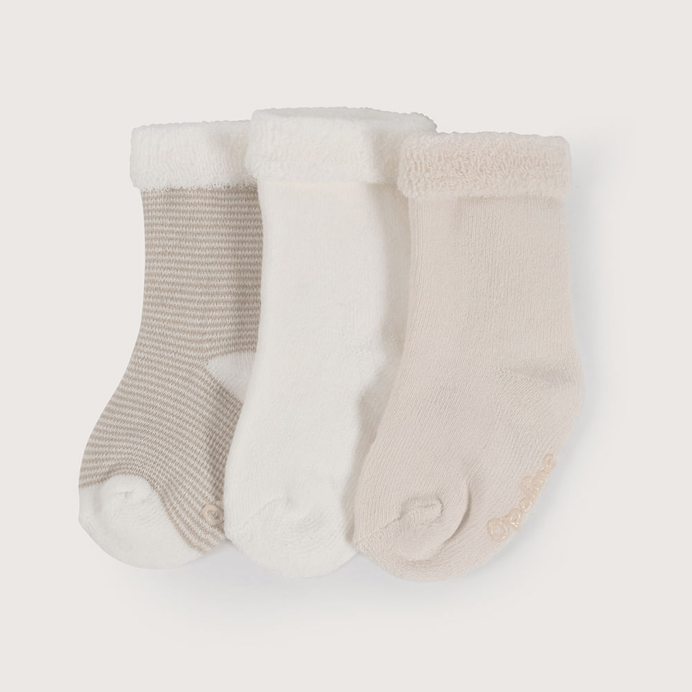 Pack de 3 calcetines beige de bebe