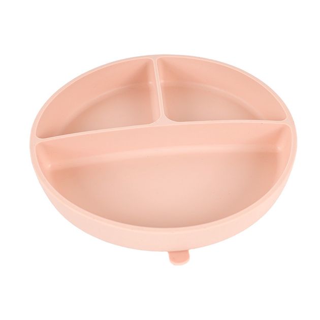 Plato dividido con base antideslizante rosado