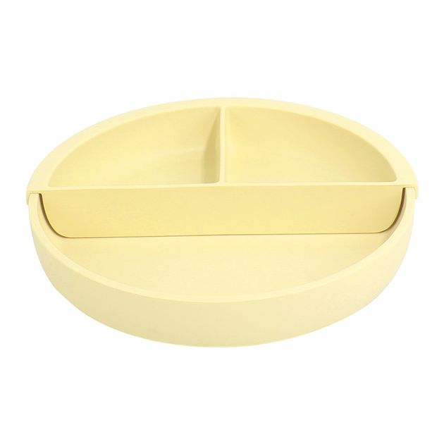 Plato redondo con base antideslizante dividor amarillo