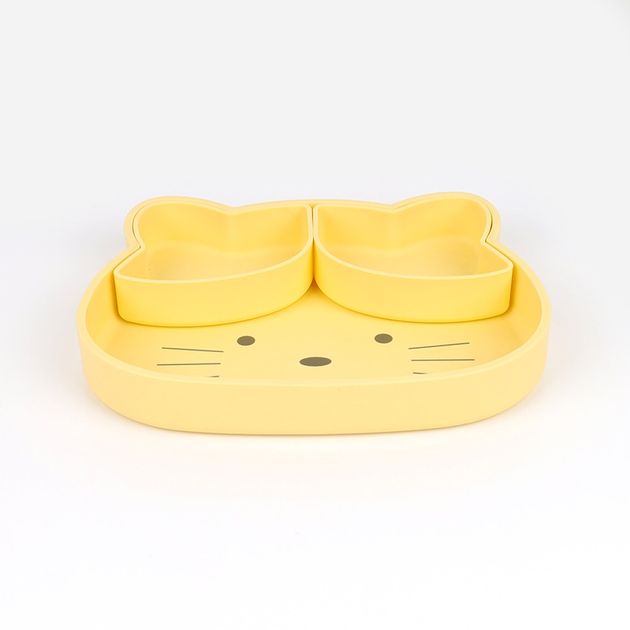 Plato gato con base antideslizante amarillo