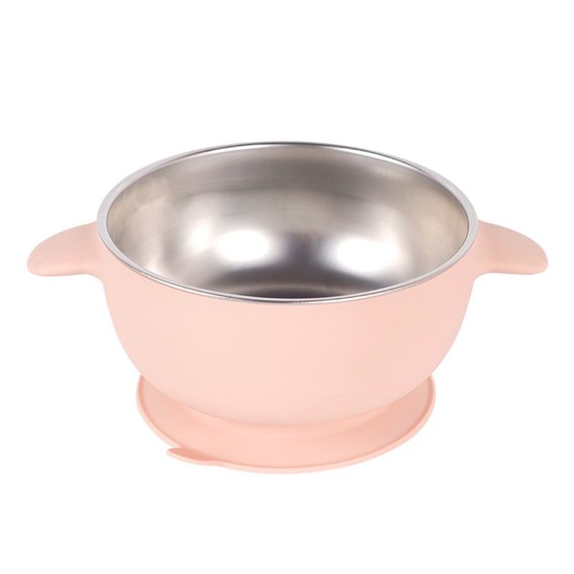 Bowl antideslizante con acero inoxidable rosado
