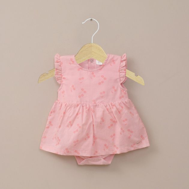 Body vestido rosado estampado de bebé niña