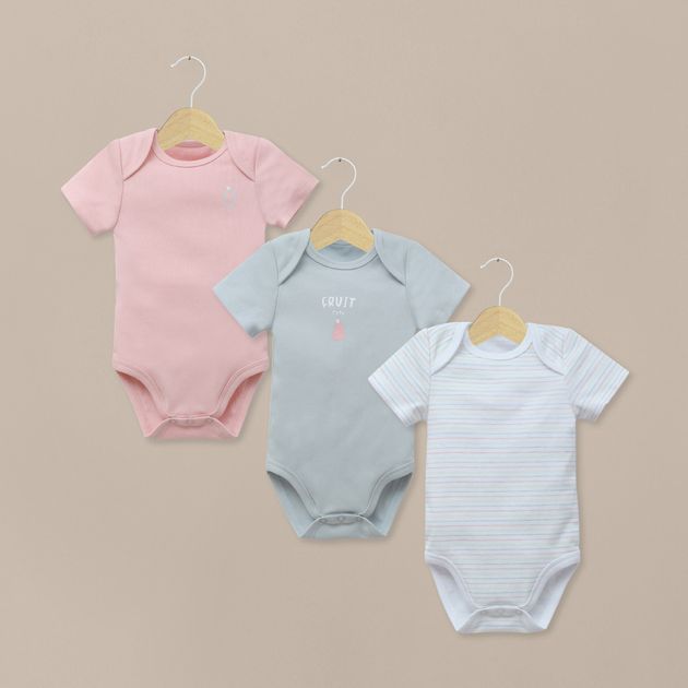 Tripack bodies manga corta de bebé niña