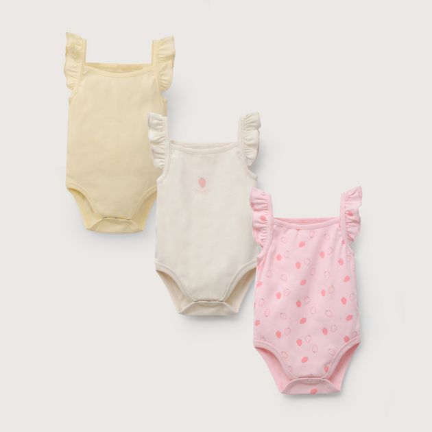 Tripack bodies tirantes de bebé niña