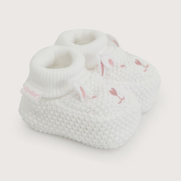 Zapato Tejido Conejo Blanco Bebé