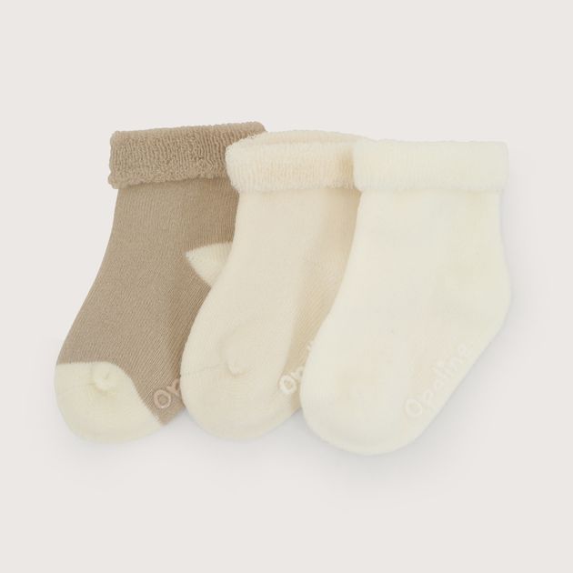 Pack De 3 Calcetines Beige De Bebe