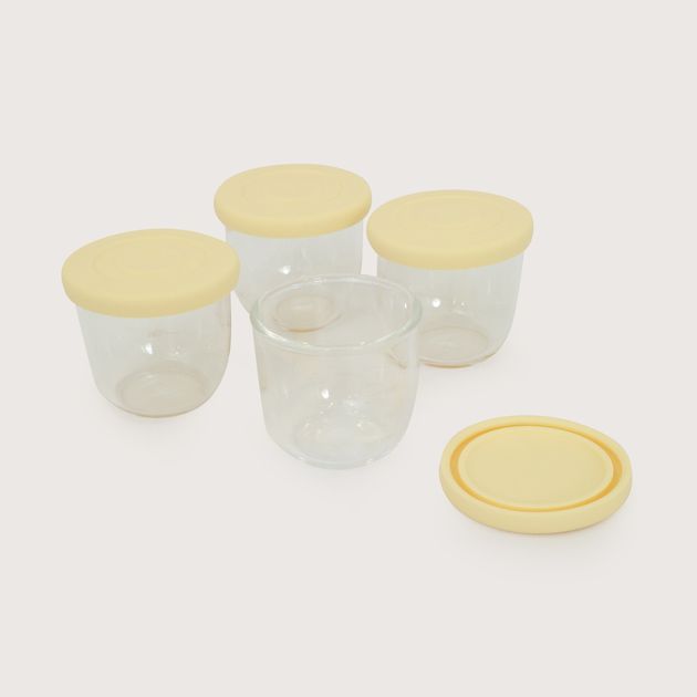 Set frascos snack vidrio 4 uds amarillo